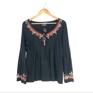 RXB Embroidered Cotton Top Black Size M
